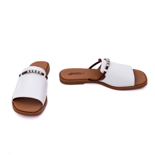 Papuci damă piele naturala, x4x460016b 13-n albi slip-on, design minimalist, casual vară - Img 4