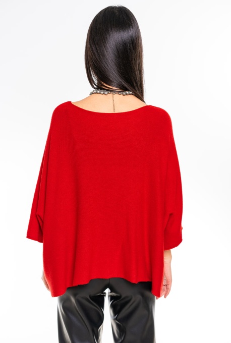 Pulover din tricot soft touch marime universala 44752, rosu - Img 8