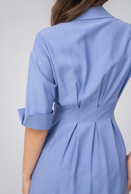 Rochie Larina damă bleu, cu croi amplu și talie marcată - Img 4
