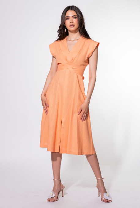 Rochie Talia somon – eleganță și rafinament din in și vâscoză - Img 11