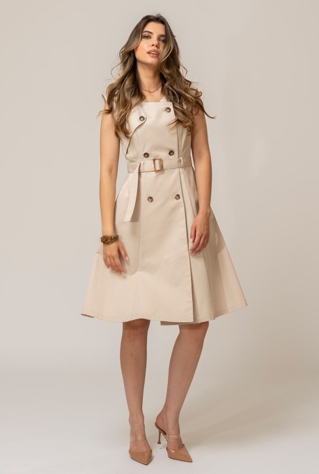Rochie uni din tercot CAROL, Hermosa, bej - Img 4