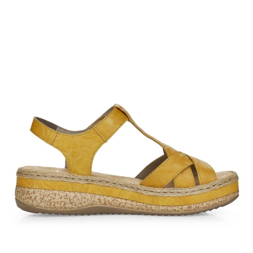 Sandale dama casual, piele ecologica, V0919-68, galben - Img 3