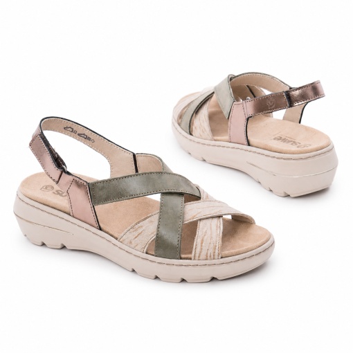 Sandale dama din piele naturala intoarsa, Suave SU20003T KRABI 97-I, bej diverse - Img 3
