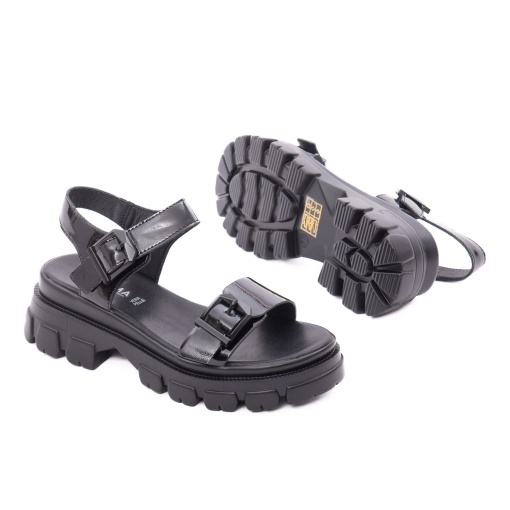 Sandale dama din piele naturala lacuita, Karisma V4VA60002A 01-L, negru - Img 4