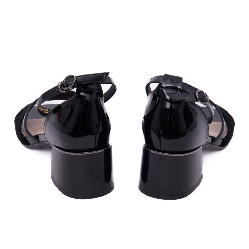 Sandale dama din piele naturala lacuita, PASS Collection, 8VH2442-V1025 01-L, negru - Img 6