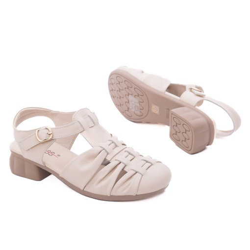 Sandale dama din piele naturala, PASS Collection 9VZM80001B 52-N, crem - Img 4
