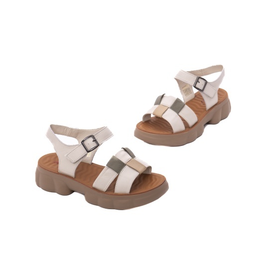 Sandale dama din piele naturala, PASS Collection J9J980009B 52-N, crem - Img 2