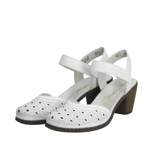 Sandale dama din piele naturala, Rieker 40991-80, alb - Img 4