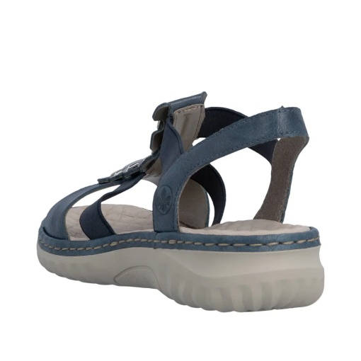 Sandale dama din piele naturala, Rieker 60452-12, bleumarin - Img 3