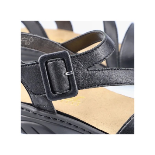 Sandale dama din piele naturala, Rieker 64561-00, negru - Img 11