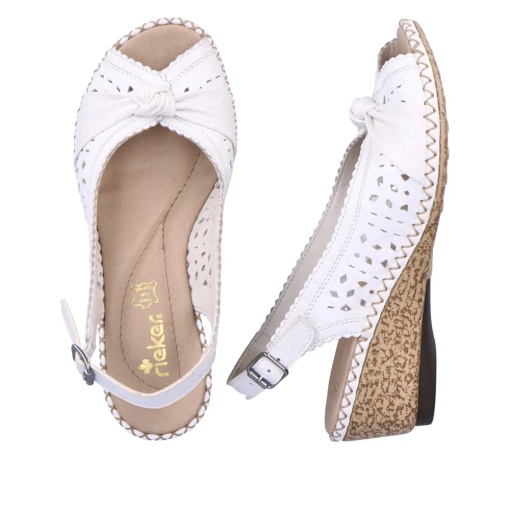 Sandale dama din piele naturala, Rieker 66176-81, alb - Img 10
