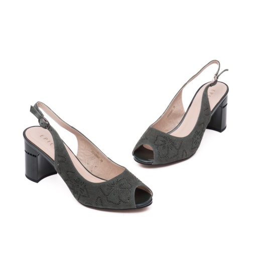 Sandale dama elegante, piele naturala, JIJI20039C 40-I, olive - Img 2