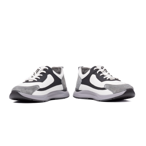 Sneakers barbati piele,10983 alb/Gri - Img 4