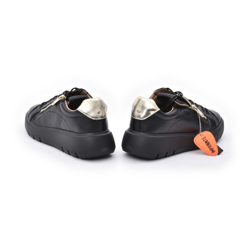Sneakers damă din piele Impronte Venier Zip IL62501A 319, negru cu auriu — vedere din spate