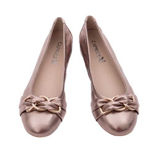 Balerini dama din piele naturala, Caprice, 9-22114-46 341 TAUPE METALLIC, taupe metalizat - Img 5