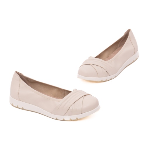Balerini dama din piele naturala, Caprice, 9-22118-44 170 OFFWHITE NAPPA, alb murdar - Img 2