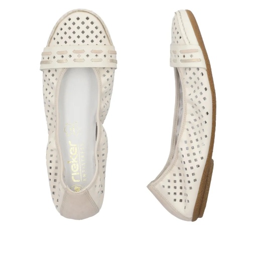 Balerini dama din piele naturala, Rieker 41430-60, bej - Img 10
