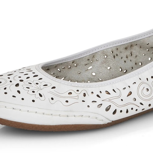 Balerini dama din piele naturala, Rieker 41460-80, alb - Img 11