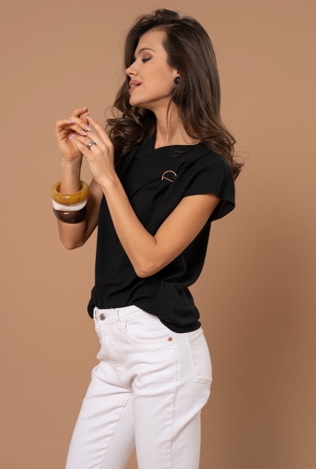 Bluza uni din sifon SYLVIE, Hermosa, negru - Img 5