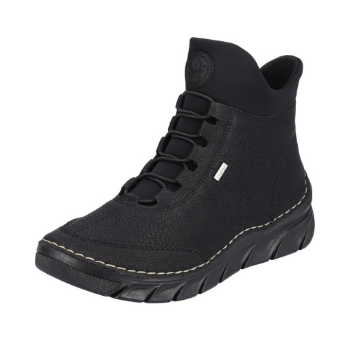 Botine dama din piele ecologica impermeabila, Rieker 55069-00, negru - Img 2