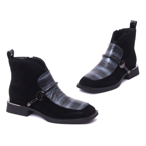 Botine dama din piele intoarsa, Karisma, 7VV1281-C2106-G5 01-I, negru - Img 2
