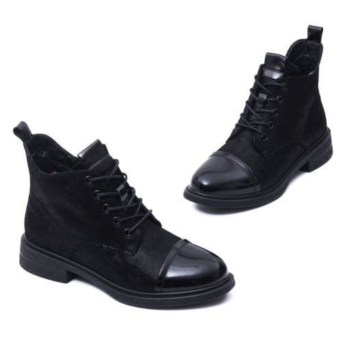 Botine dama din piele intoarsa, PASS Collection, M5M570010B O7-I, negru - Img 2