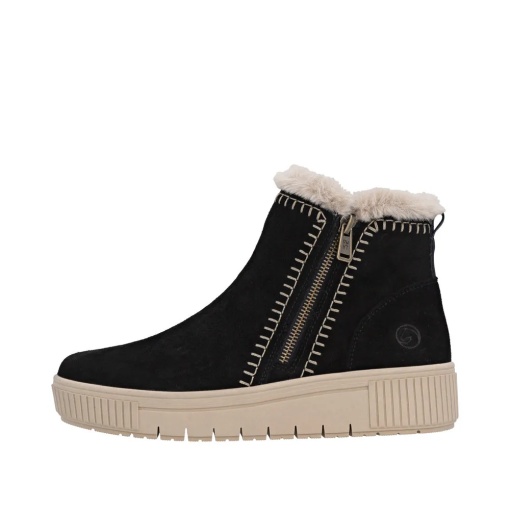 Botine dama din piele naturala intoarsa, Remonte D3B70-03, negru - Img 6