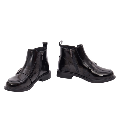 Botine dama din piele naturala lacuita, PASS Collection 1X470001A 01-L, negru - Img 3