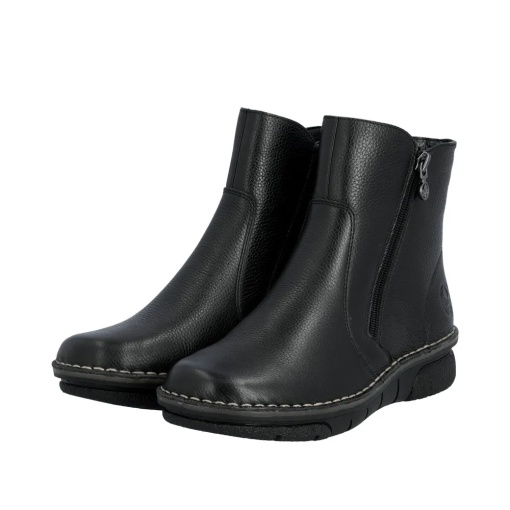 Botine dama din piele naturala, Rieker 73365-00, negru - Img 3