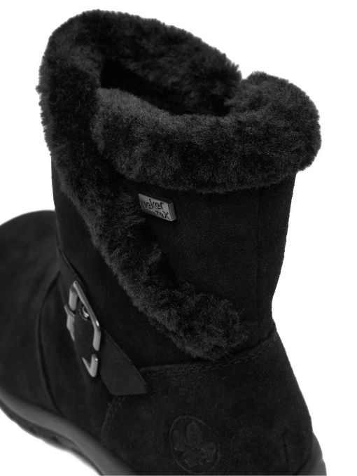 Botine damă negre Rieker L7179-00 cu blană și fermoar, piele naturală - Img 6