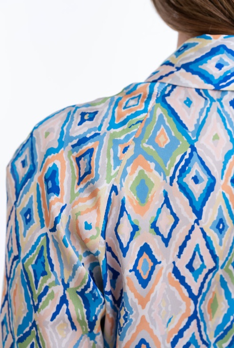 Camasa fashion din satin imprimat, VANESA, bleumarin - Img 6