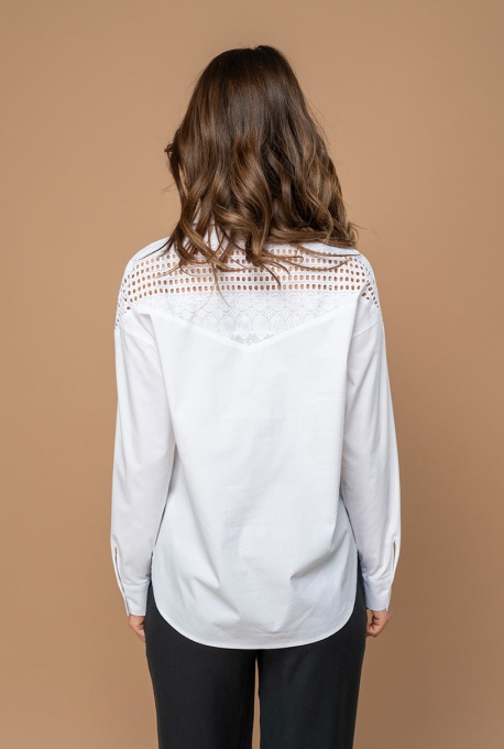 Camasa uni oversize din bumbac CEZARA Hermosa, alb - Img 6
