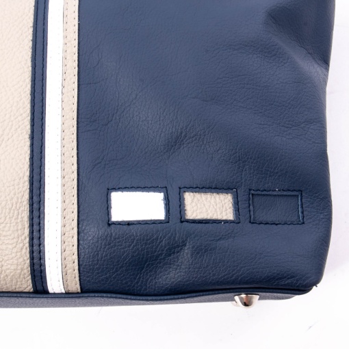 Geanta multicolora dama By Tommy piele, bleumarin si gri - Img 3