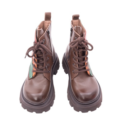 Ghete dama din piele naturala, Gryxx 1LY90018B H6-N, maro multicolor - Img 4