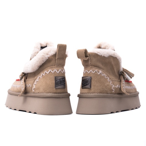 Ghete dama imblanite din piele intoarsa, O-JOO, GWEN ETNO OL52505A, taupe - Img 6