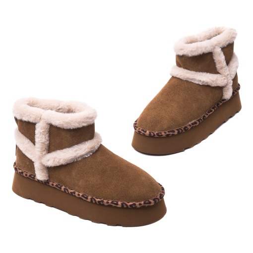 Ghete dama imblanite din piele intoarsa, O-JOO, GWEN OL52502A, tobacco - Img 4