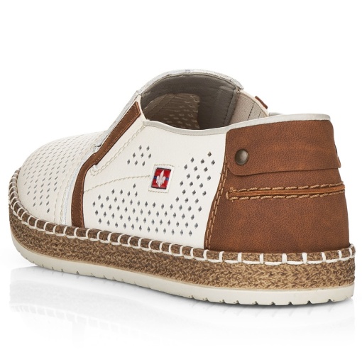 Mocasini bărbați Rieker B5297-80 albi – Piele naturală perforată - Img 5