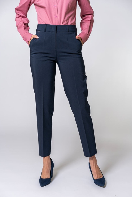 Pantaloni conici din bumbac DARIA, Hermosa, bleumarin - Img 5
