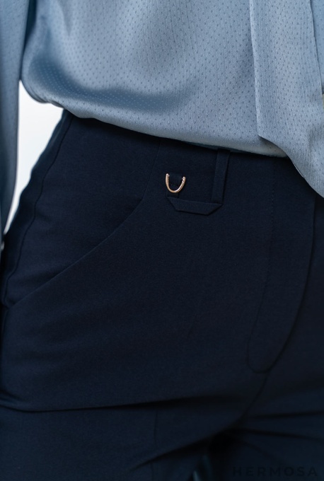 Pantaloni conici din tercot elastic Judy bleumarin - Img 2