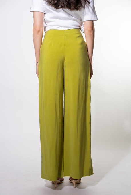 Pantaloni din rayon NORMA, Hermosa, lime - Img 6