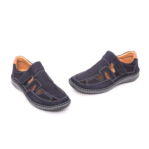 Pantofi bărbătești de vară Otter OT9543 42-2 din piele naturală bleumarin, decupați și comozi - Img 3