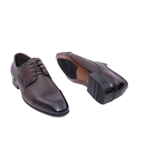 Pantofi bărbați Caribu 3MKD1-16-4B C4-N maro piele naturală texturată, cap-toe elegant - Img 3