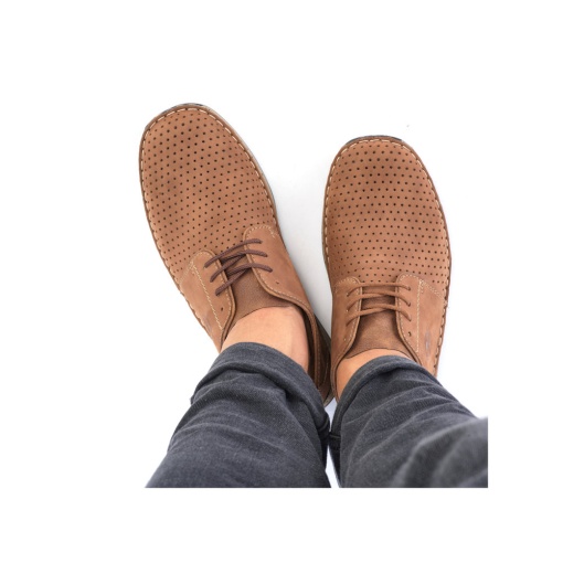 Pantofi barbati casual, piele naturala nabuc, 05226-24, maro - Img 6