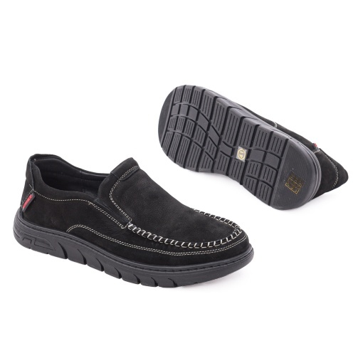 Pantofi barbati eleganti din piele naturala nabuc, Otter, 1E690017A 01-2, negru - Img 4