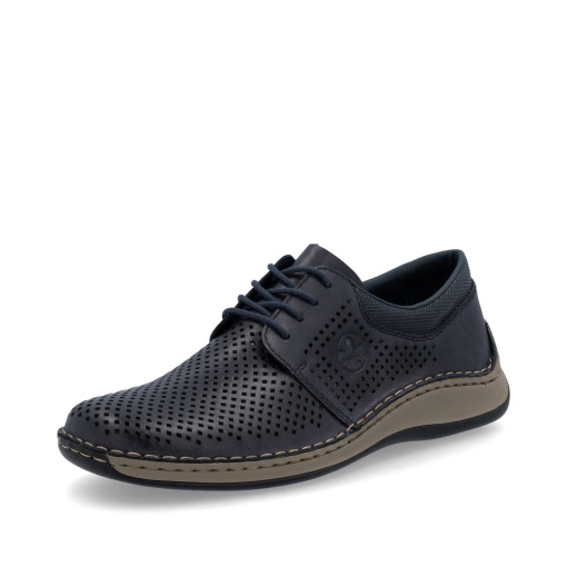 Pantofi Bărbați Rieker 05213-14 din Piele Naturală Perforată Bleumarin - Img 2