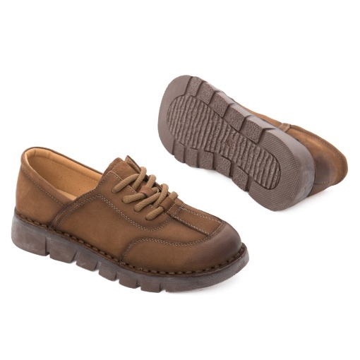 Pantofi dama casual din piele naturala, Feeling, 2388, maro kaki - Img 4