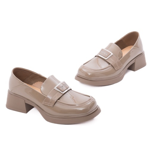 Pantofi dama casual din piele naturala lacuita, Epica M4M450012B 03-L, bej - Img 2