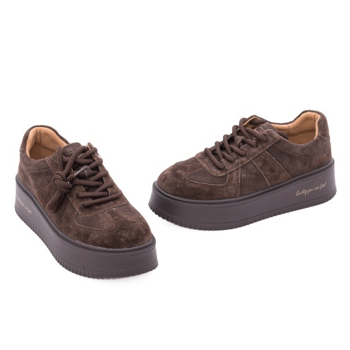 Pantofi dama casual din piele naturala nabuc, OBUWIE, Lee Cooper LCJ-26-01-4644L, maro - Img 2