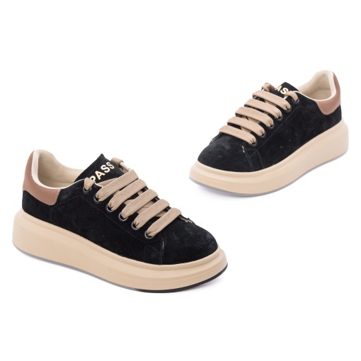 Pantofi dama casual din piele naturala nabuc, PASS Collection 1LX90002E 01-2, negru - Img 2