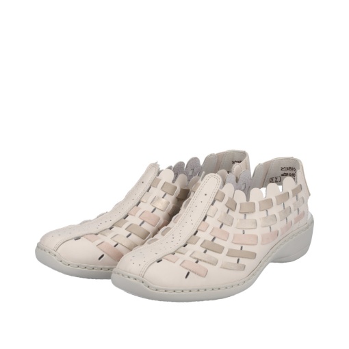 Pantofi dama casual, Rieker 413V8-60 din piele naturala, roz prafuit - Img 3